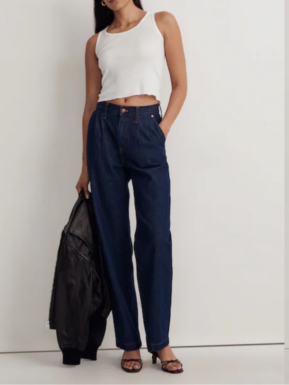 MADEWELL Baggy Straight Jeans in Woodham Wash: Pleated Edition - Picture 12 of 13